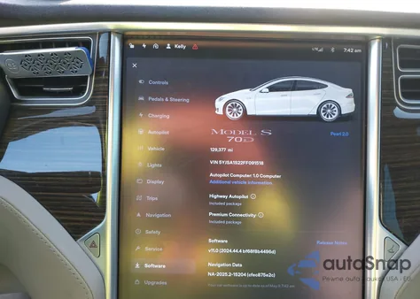 2015 Tesla Model S 70D из США, поврежденный, VIN 5YJSA1S22FF091518